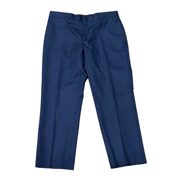 Vittorio Forti Men's Pin Stripe Slim Fit Trouser Pant  Blue Size 35 - Picture 1 of 8